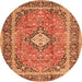 Machine Washable Persian Orange Traditional Area Rugs, wshtr2992org