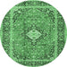 Round Persian Emerald Green Traditional Rug, tr2992emgrn