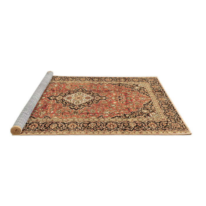 Sideview of Machine Washable Persian Brown Traditional Rug, wshtr2992brn