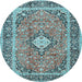Round Persian Light Blue Traditional Rug, tr2992lblu