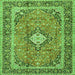 Round Machine Washable Persian Green Traditional Area Rugs, wshtr2992grn