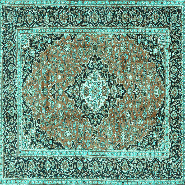 Square Machine Washable Persian Turquoise Traditional Area Rugs, wshtr2992turq
