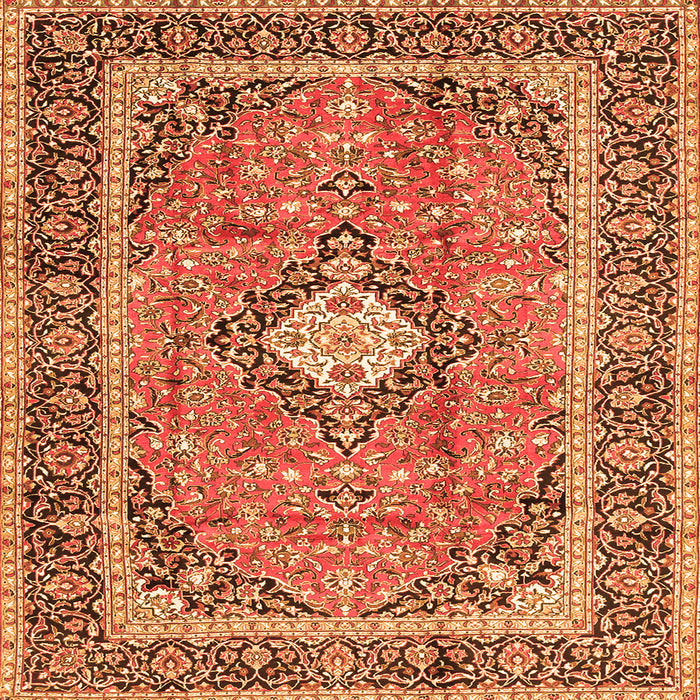 Round Machine Washable Persian Orange Traditional Area Rugs, wshtr2992org