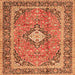 Round Machine Washable Persian Orange Traditional Area Rugs, wshtr2992org