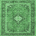 Square Machine Washable Persian Emerald Green Traditional Area Rugs, wshtr2992emgrn