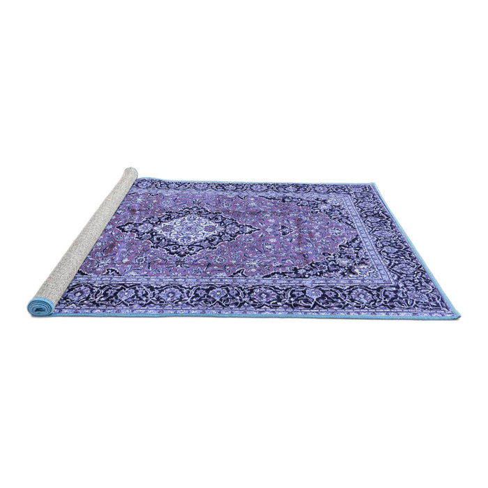 Sideview of Machine Washable Persian Blue Traditional Rug, wshtr2992blu