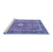 Sideview of Machine Washable Persian Blue Traditional Rug, wshtr2992blu