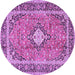 Round Machine Washable Persian Purple Traditional Area Rugs, wshtr2992pur