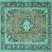 Square Persian Turquoise Traditional Rug, tr2992turq