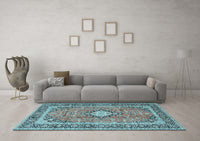 Machine Washable Persian Light Blue Traditional Rug, wshtr2992lblu