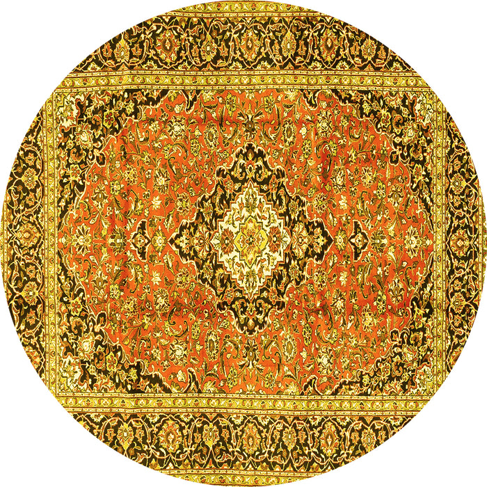 Round Persian Yellow Traditional Rug, tr2992yw