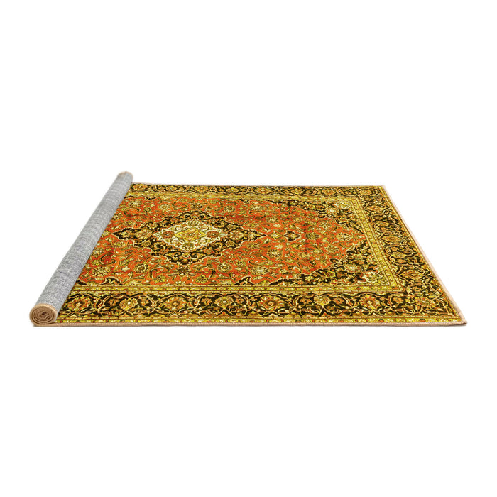 Sideview of Machine Washable Persian Yellow Traditional Rug, wshtr2992yw