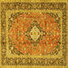 Square Machine Washable Persian Yellow Traditional Rug, wshtr2992yw