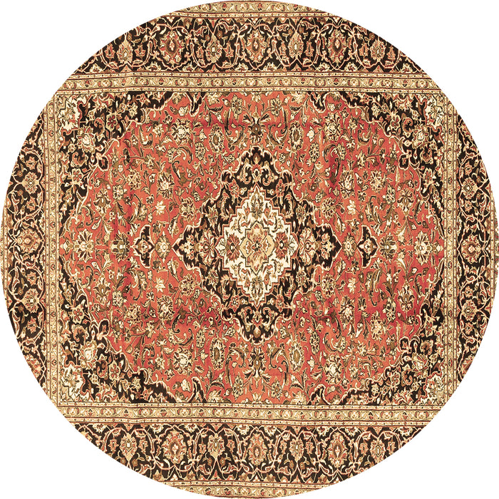 Round Persian Brown Traditional Rug, tr2992brn