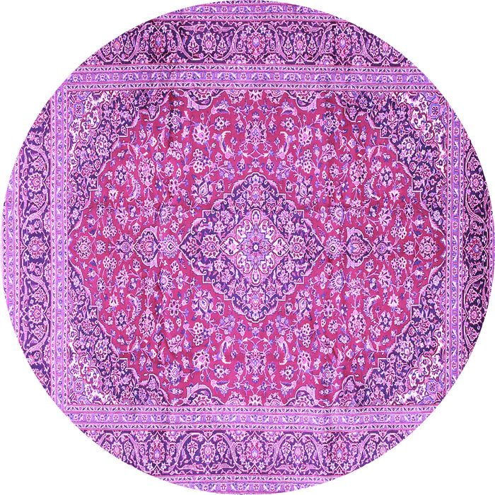 Round Machine Washable Persian Purple Traditional Area Rugs, wshtr2993pur