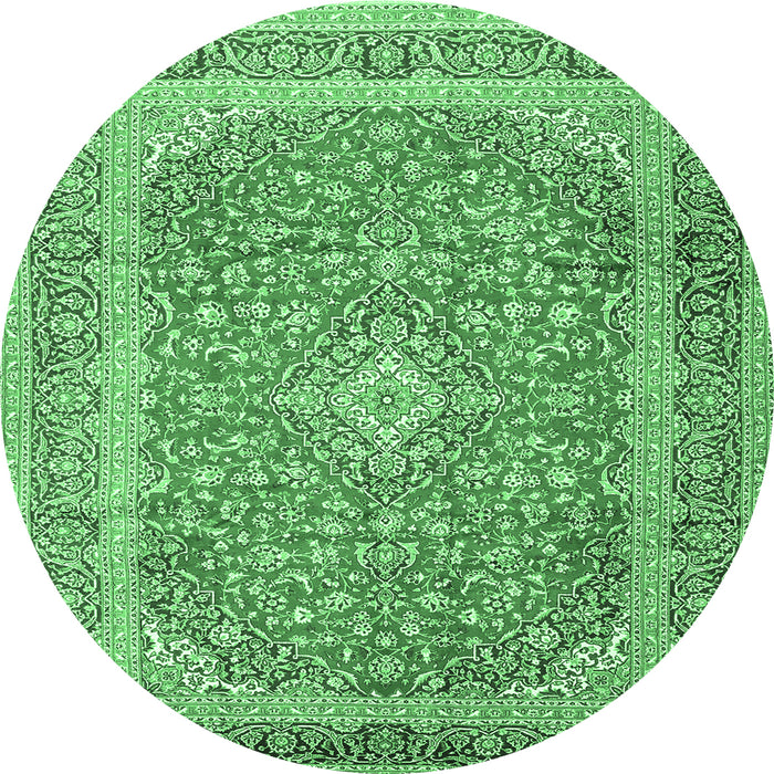 Round Persian Emerald Green Traditional Rug, tr2993emgrn
