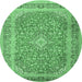 Round Persian Emerald Green Traditional Rug, tr2993emgrn