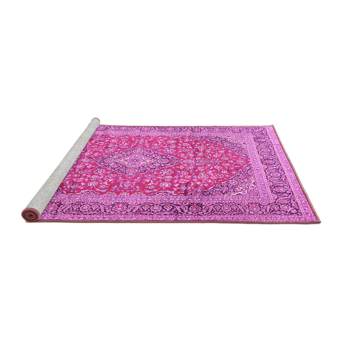 Sideview of Machine Washable Persian Pink Traditional Rug, wshtr2993pnk