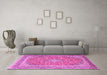 Machine Washable Persian Pink Traditional Rug in a Living Room, wshtr2993pnk