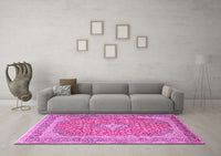 Machine Washable Persian Pink Traditional Rug, wshtr2993pnk