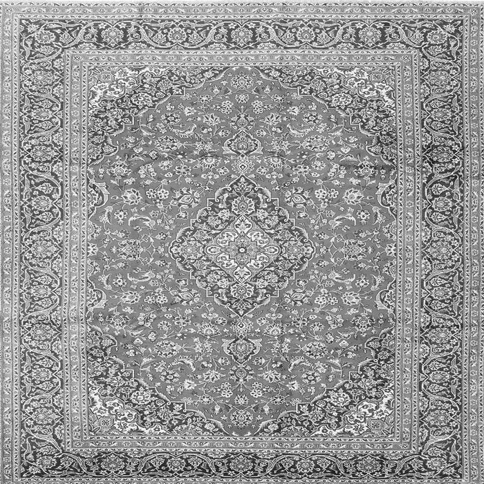 Round Machine Washable Persian Gray Traditional Rug, wshtr2993gry