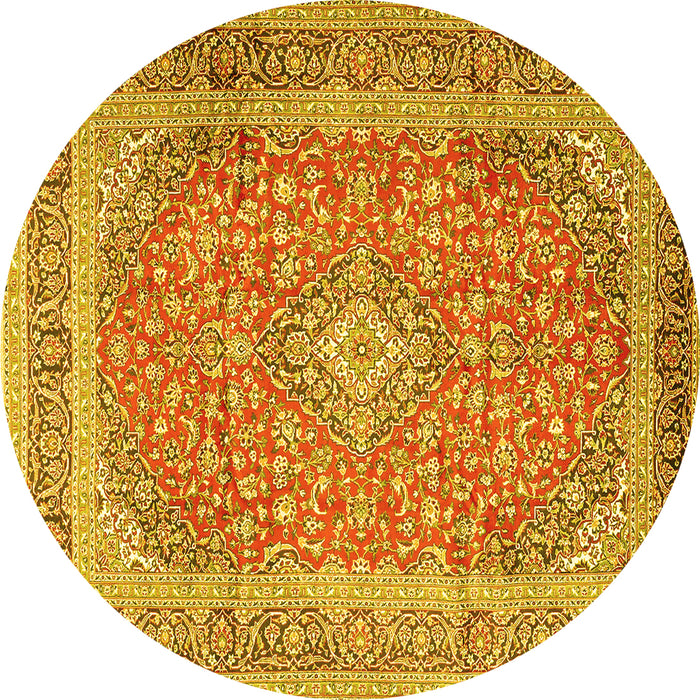 Round Persian Yellow Traditional Rug, tr2993yw