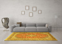 Machine Washable Persian Yellow Traditional Rug, wshtr2993yw