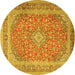 Round Machine Washable Persian Yellow Traditional Rug, wshtr2993yw