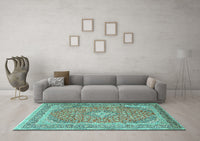 Machine Washable Persian Turquoise Traditional Rug, wshtr2993turq