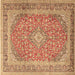 Square Persian Brown Traditional Rug, tr2993brn