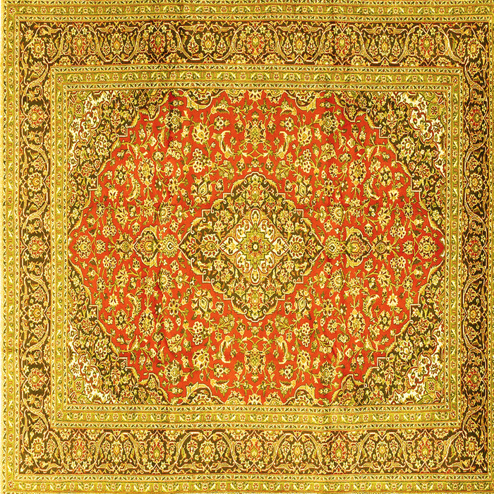Square Machine Washable Persian Yellow Traditional Rug, wshtr2993yw