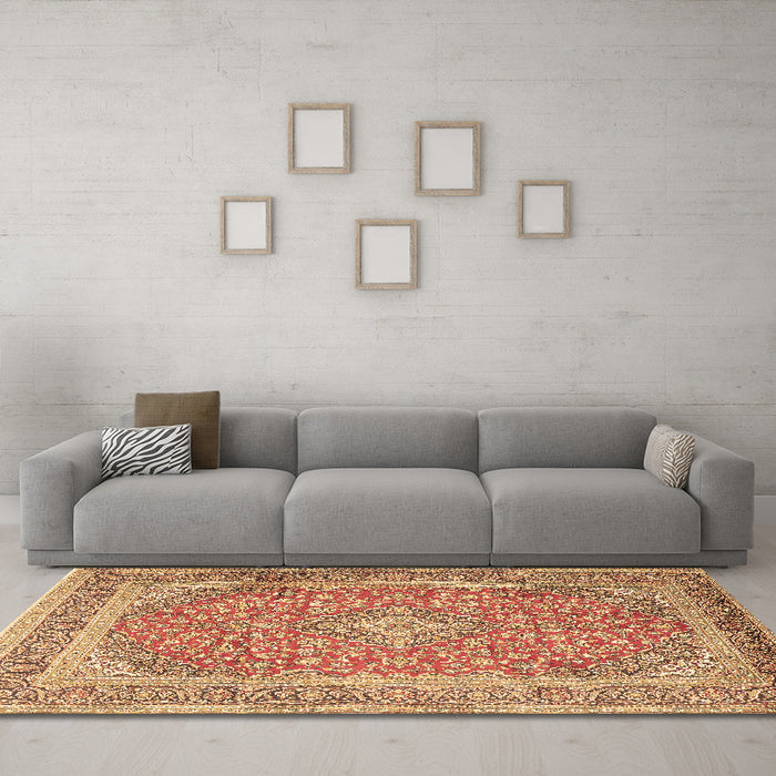 Machine Washable Persian Brown Traditional Rug in a Living Room,, wshtr2993brn