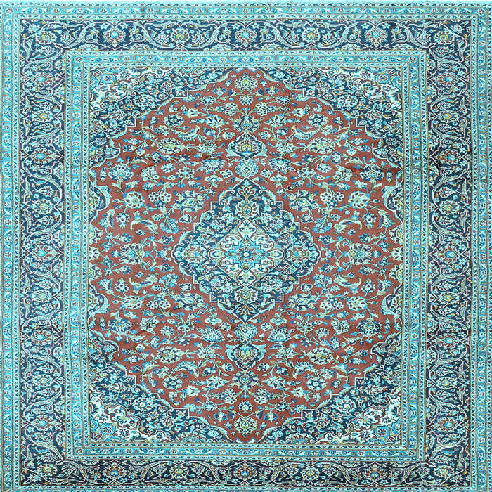 Square Machine Washable Persian Light Blue Traditional Rug, wshtr2993lblu