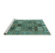 Sideview of Machine Washable Persian Turquoise Traditional Area Rugs, wshtr2994turq