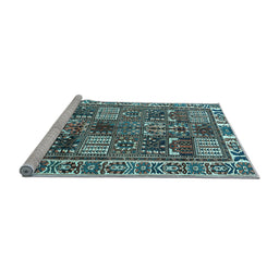 Sideview of Machine Washable Persian Light Blue Traditional Rug, wshtr2994lblu