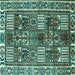 Square Machine Washable Persian Turquoise Traditional Area Rugs, wshtr2994turq