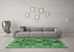 Machine Washable Persian Emerald Green Traditional Area Rugs in a Living Room,, wshtr2994emgrn