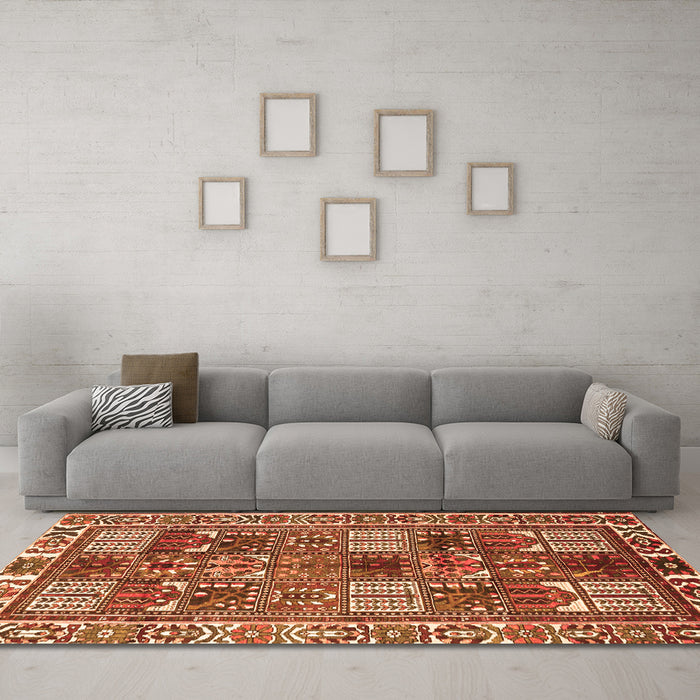 Machine Washable Persian Orange Traditional Area Rugs in a Living Room, wshtr2994org