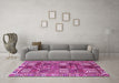 Machine Washable Persian Pink Traditional Rug in a Living Room, wshtr2994pnk