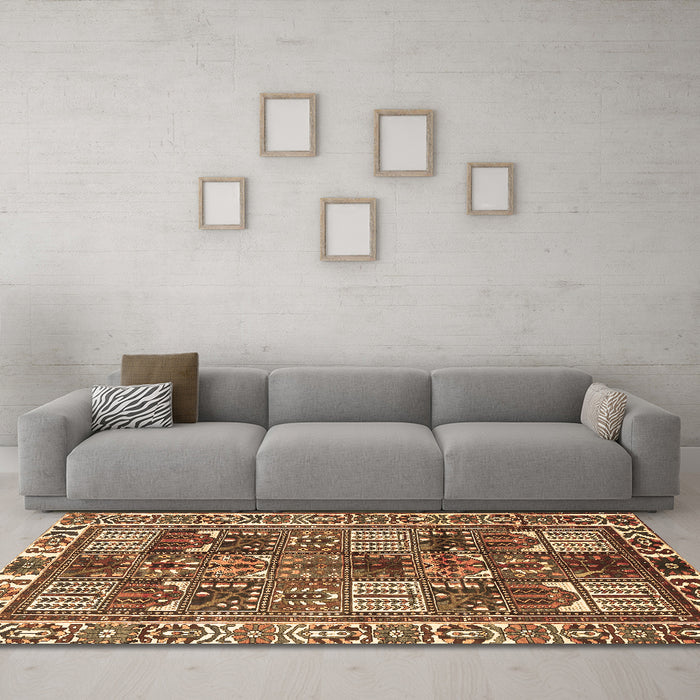 Machine Washable Persian Brown Traditional Rug in a Living Room,, wshtr2994brn