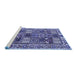 Sideview of Machine Washable Persian Blue Traditional Rug, wshtr2994blu