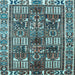 Square Machine Washable Persian Light Blue Traditional Rug, wshtr2994lblu