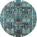 Round Persian Light Blue Traditional Rug, tr2994lblu