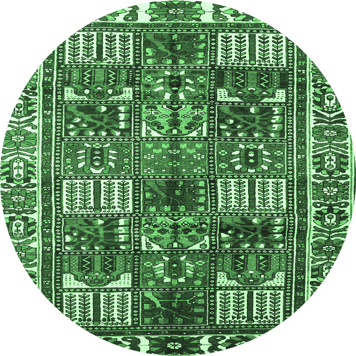 Round Persian Emerald Green Traditional Rug, tr2994emgrn