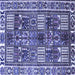 Square Machine Washable Persian Blue Traditional Rug, wshtr2994blu