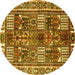 Round Persian Yellow Traditional Rug, tr2994yw