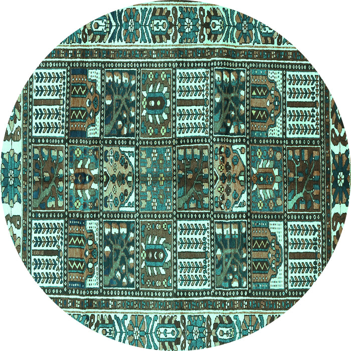 Round Persian Turquoise Traditional Rug, tr2994turq