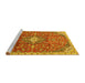 Sideview of Machine Washable Medallion Yellow Traditional Rug, wshtr2995yw