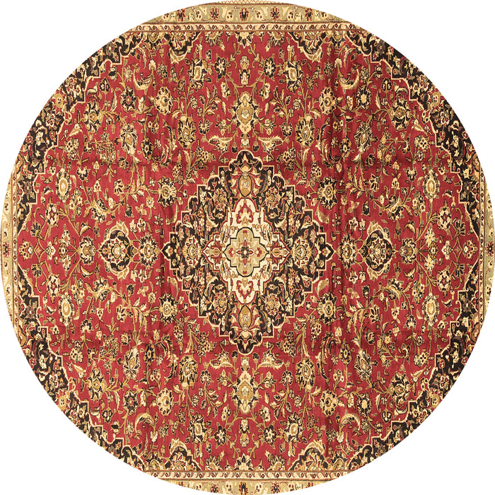 Round Medallion Brown Traditional Rug, tr2995brn