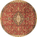 Round Medallion Brown Traditional Rug, tr2995brn